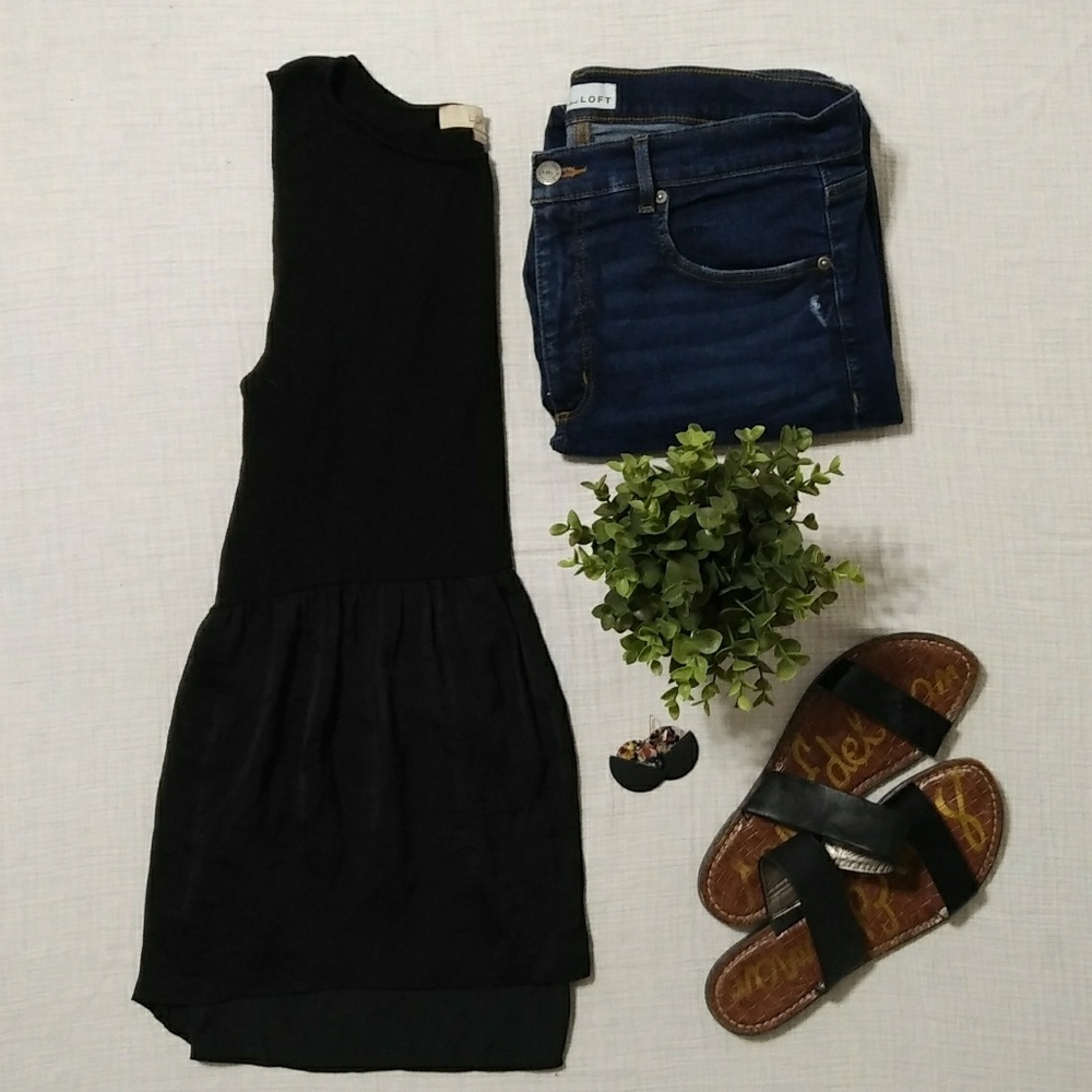 LOFT Mixed Media Peplum Top